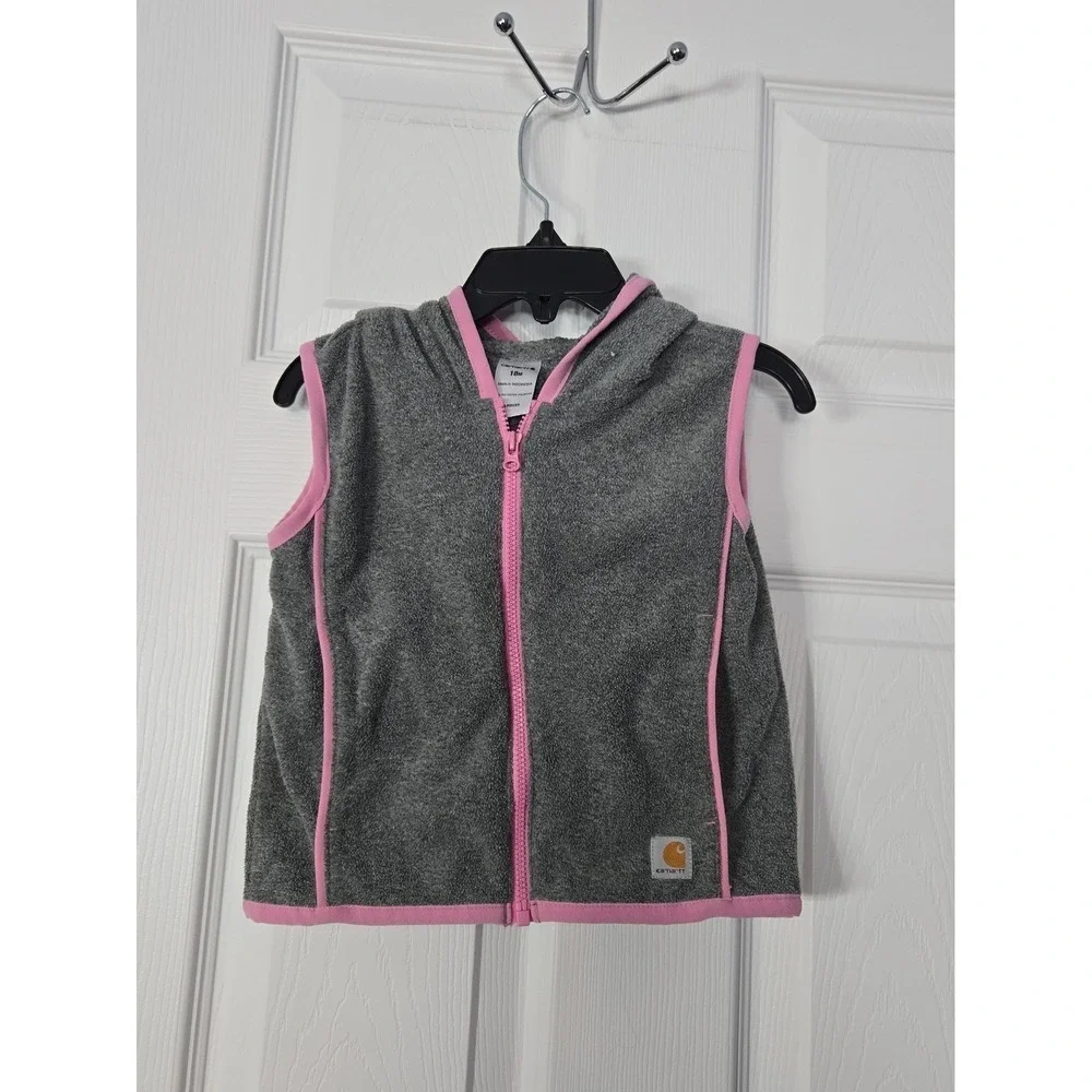 Carhartt Infant Hoodie Vest‎ Size 18M Grey & Pink